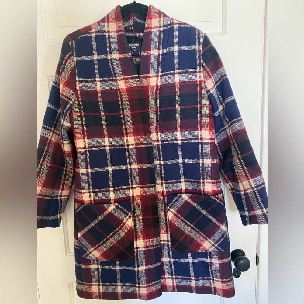 Abercrombie & Fitch Plaid Pea Coat